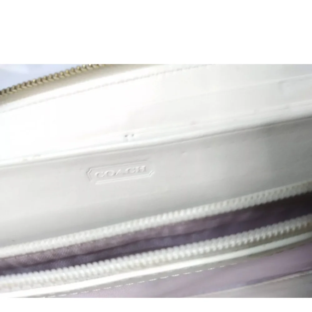 Vintage Coach Continental Zip Round Leather Wallet Organizer Almond & Beige - Picture 7 of 8